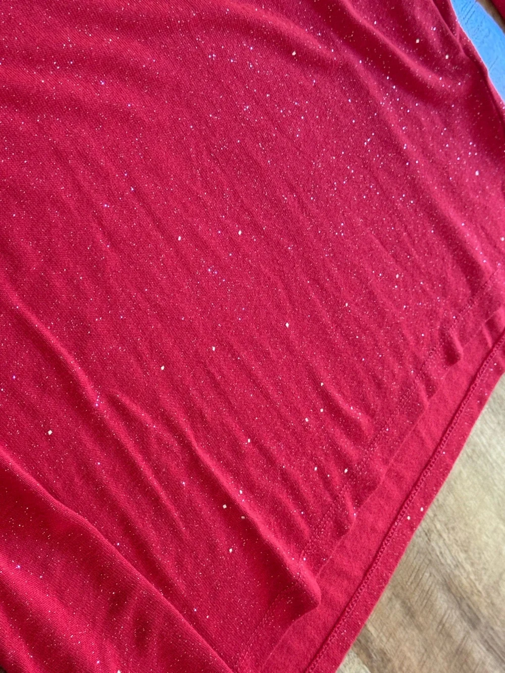 Old Navy Girls XL 14-16 Red Glitter Sparkle Long Sleeve Holiday Top